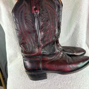 Lucchese 2000 Men's Cowboy Boots 10.5D Black Cherry Leather Western T3012R4